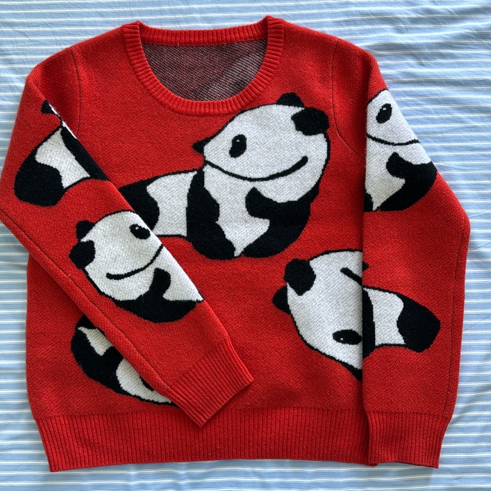 Panda print cashmere sweater